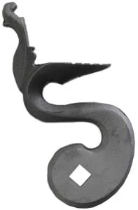 Cock, right, wax cast steel, 1.4" throw, tapped 1/4-28