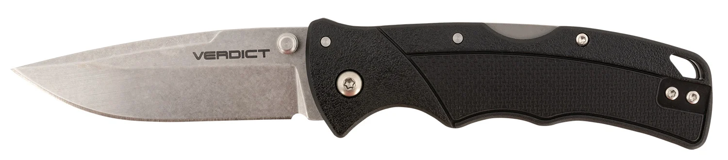 Cold Steel CSFLC3SPSSZ Verdict3″ Folding Clip Point Plain Stonewashed 4116 SS Blade/Black GFN Handle Includes Belt Clip