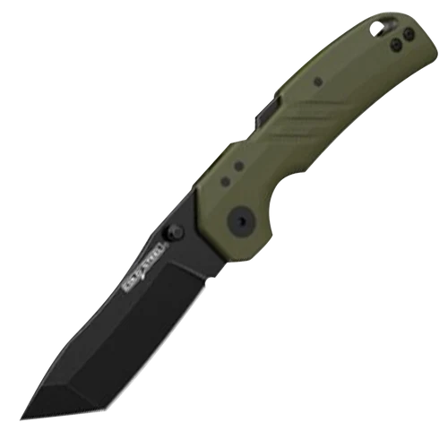 Cold Steel Engage 3" Folding Tanto Plain Black PVD Stonewashed 4116 SS Blade/4.11" Olive Drab Green GFN Handle Includes Belt Clip