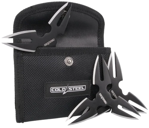 Cold Steel Throwing Stars Three 1.50" Black Oxide 420 Stainless Steel Blades Includes Sheath