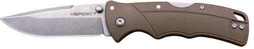 Cold Steel Verdict EDC 3" Tanto Plain Folding 4116 Krupp SS Blade Flat Dark Earth Textured, GFN Handle