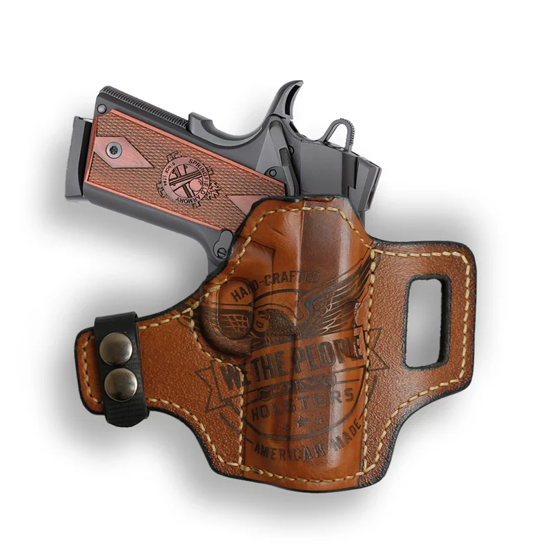 Colt 1911 3.25″ Defender 45ACP with Rail Only Independence Leather OWB Holster
