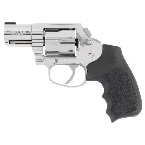 Colt King Cobra Carry 357 Magnum, 2" Barrel, Brushed Stainless Steel Silver, Hogue Rubber Grips, Brass Bead Front Sight, 6rd KCOBRASB2RBB