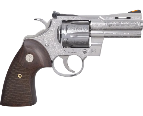 Colt Python 357 Magnum, 3" Barrel, Stainless Finish, Walnut Grips, Engraved, Limited Edition