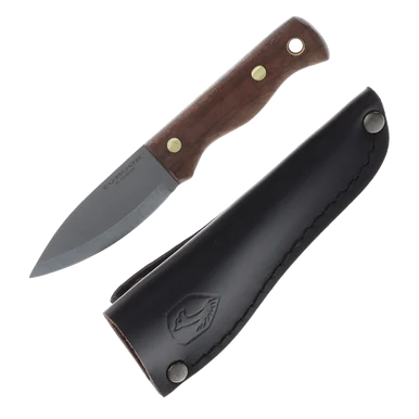 Condor Mini Bushlore Fixed Blade Knife Blasted Satin 1075/Walnut with Leather Sheath CTK2323HC