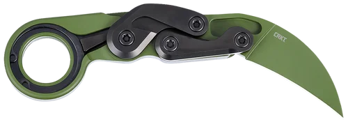 CRKT Provoke 2.41" Folding Hawkbill Plain D2 Steel Blade Green Aluminum Handle