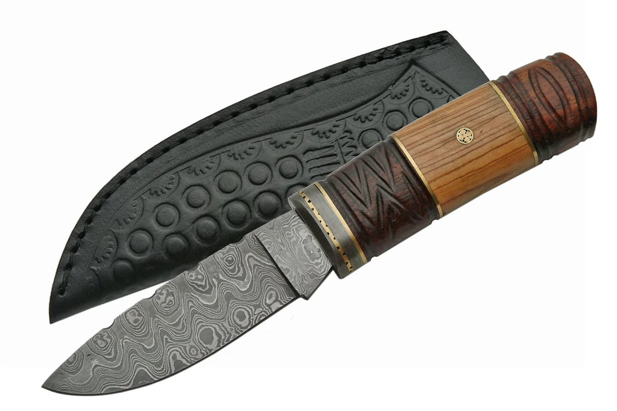 Custom Handmade Mosaic Damascus Skinning Knife