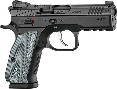 CZ Shadow 2 Compact 9mm, 4" Barrel, Black Frame, Blue Aluminum Grip, 15rd