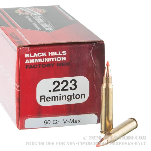 500 Rounds of .223 Ammo by Black Hills Ammunition - 60gr V-MAX