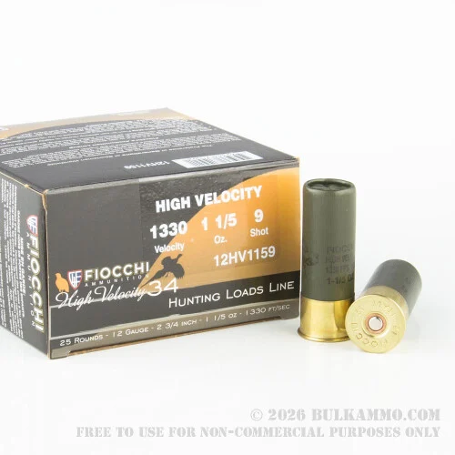 25 Rounds of 12ga Ammo by Fiocchi -#9 Shot