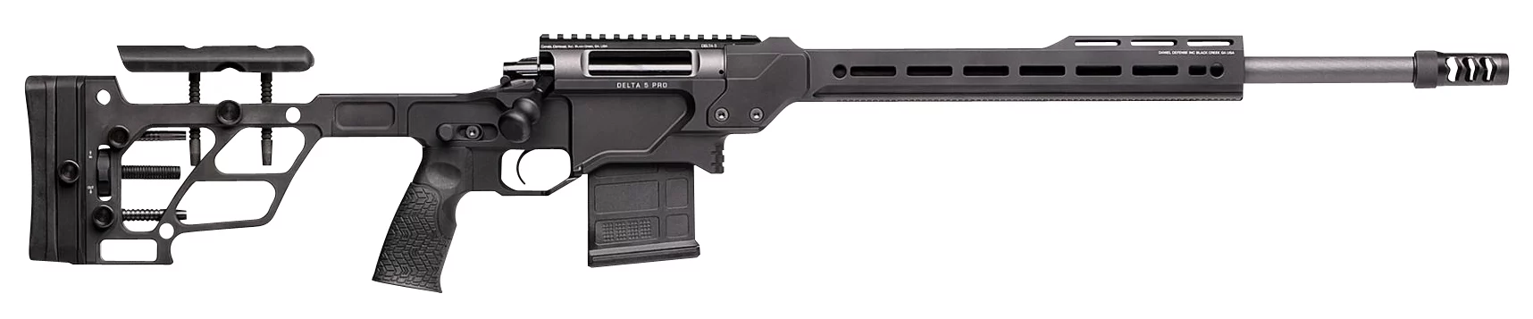 Daniel Defense 4215911229 Delta 5 Pro308 Win 20″ 10+1 Black Cerakote Black Adjustable w/Adjustable Cheek Piece & LOP Stock Black Polymer Grip Right Hand