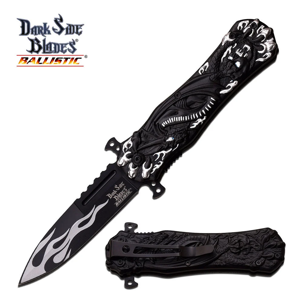 Dark Side Blades Ballistic Dragon White Flames Knife