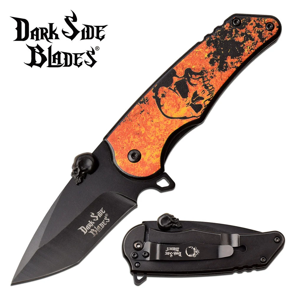 Dark Side Blades Ballistic Orange Skull Fantasy Knife (DS-A083OR)