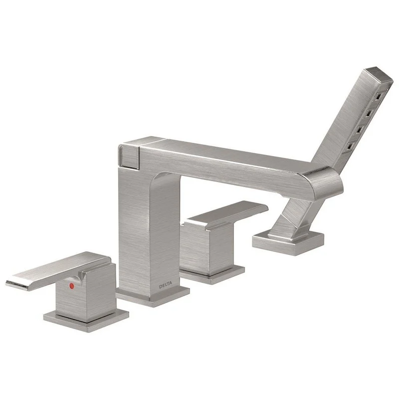 Delta Faucet Ara Two Handle Roman Tub Faucet with Hand Shower in Brilliance Stainless (Trim Only) | Ferguson