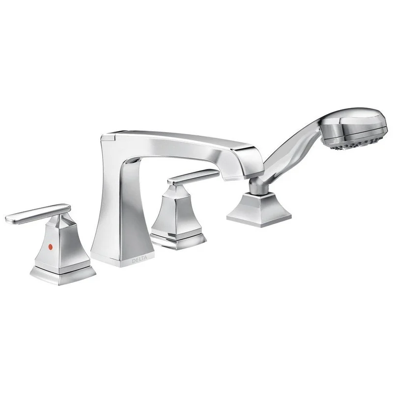 Delta Faucet Ashlyn Two Handle Roman Tub Faucet with Hand Shower in Chrome (Trim Only) | Ferguson