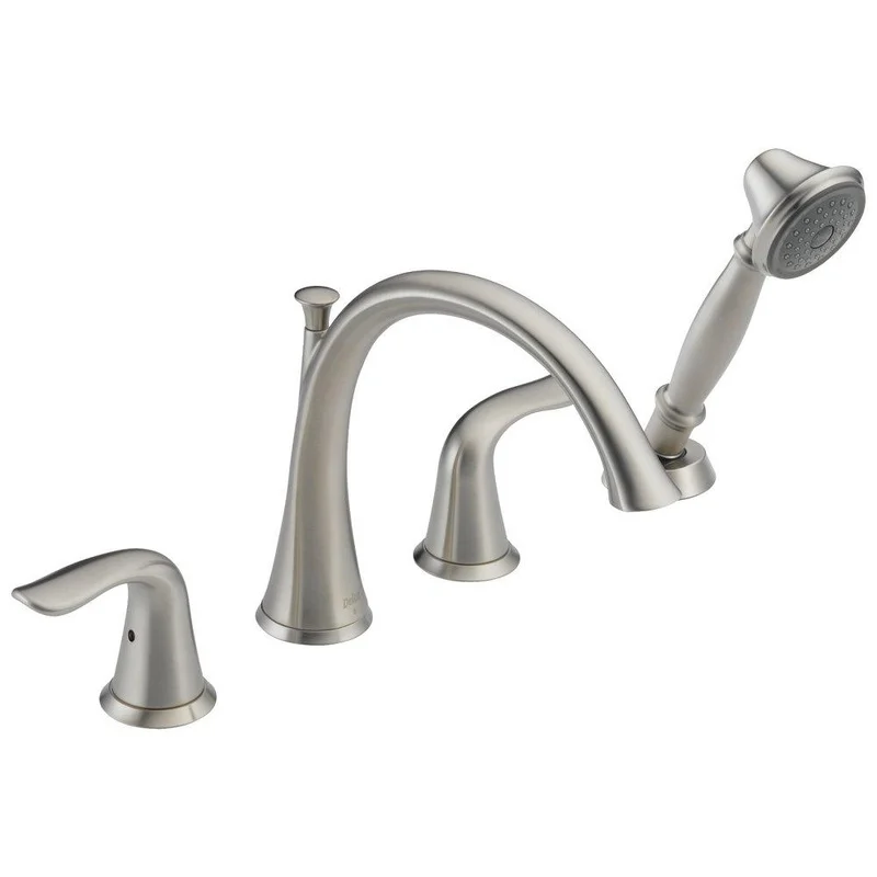 Delta Faucet Lahara Two Handle Roman Tub Faucet with Hand Shower in Brilliance Stainless (Trim Only) | Ferguson