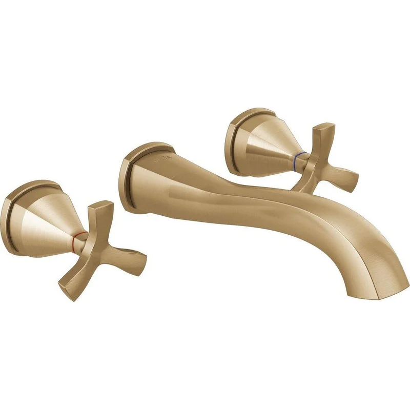 Delta Faucet Stryke Two Handle Wall Mount Widespread Bathroom Sink Faucet in Lumicoat Champagne Bronze | Ferguson