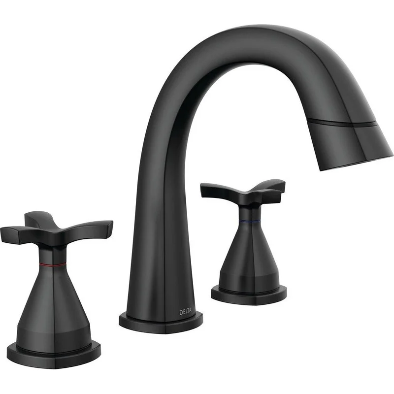 Delta Faucet Stryke Two Handle Widespread Bathroom Sink Faucet in Matte Black | Ferguson