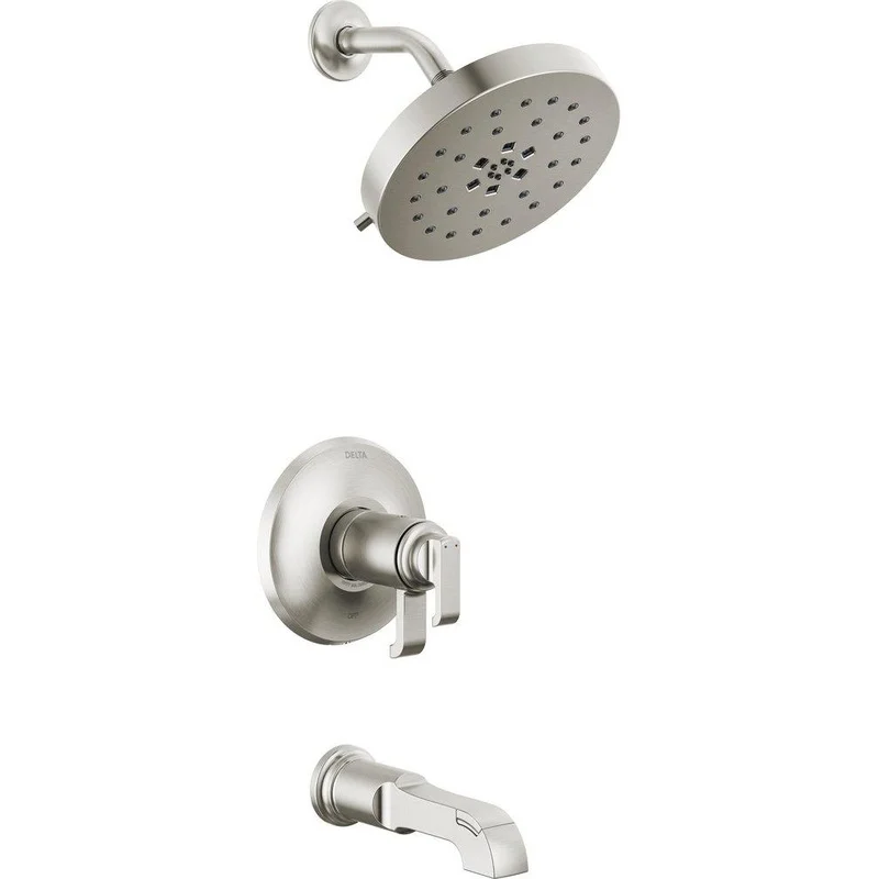 Delta Faucet Tetra Two Handle Multi Function Bathtub & Shower Faucet in Lumicoat Stainless (Trim Only) | Ferguson