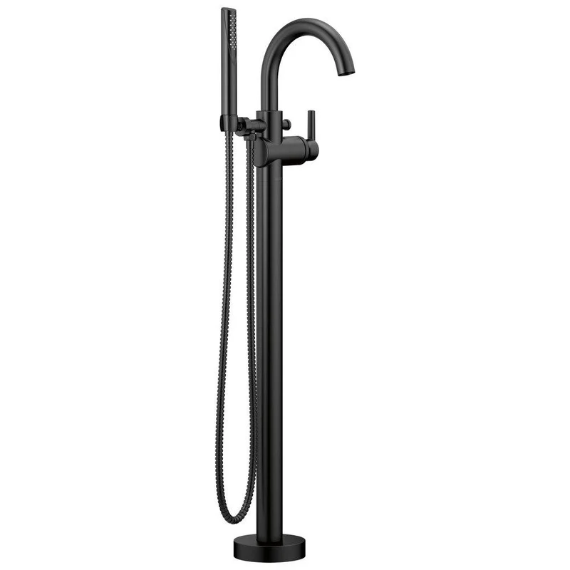 Delta Faucet Trinsic Single Lever Handle Floor Mount Filler in Matte Black (Trim Only) | Ferguson