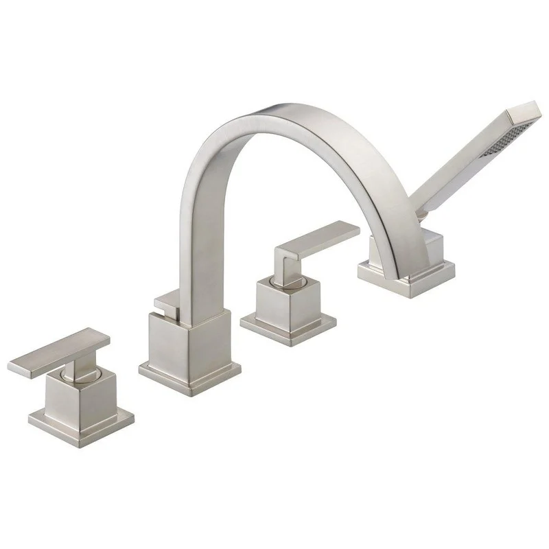 Delta Faucet Vero Two Handle Roman Tub Faucet with Hand Shower in Brilliance Stainless (Trim Only) | Ferguson