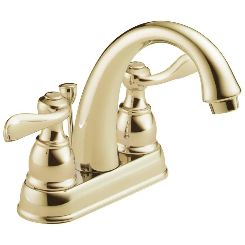 Delta Faucet Windemere Two Handle Centerset Bathroom Sink Faucet in Brilliance Polished Brass | Ferguson