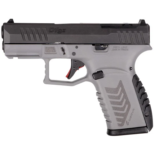 Derya DY9Z 9mm, 3.5" Barrel, Melonite Black Slide, Gray Dyed Frame, Truglo Red Fiber Optic Front Sight and Green Fiber Optic Rear Sight, RMSc Footprint Optic Cut, 15rd
