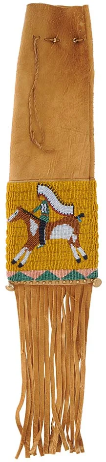 Double-sided Beaded Pipe Bag,15-1/4" long and 5" wide, with 9" long fringe