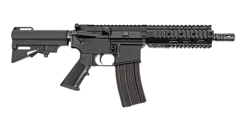 DPMS Panther Arms Kitty Kat A4 AR15 Pistol 5.56 NATO 7.50" Barrel, Quad Picatinny Rail, Black Polymer Adj CAR Brace, A2 Style Grip, 30 Rd Mag