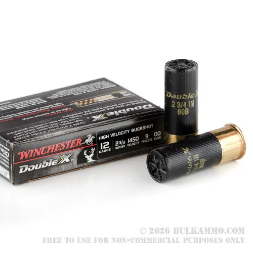 5 Rounds of 12ga Ammo by Winchester Double X -00 Buck