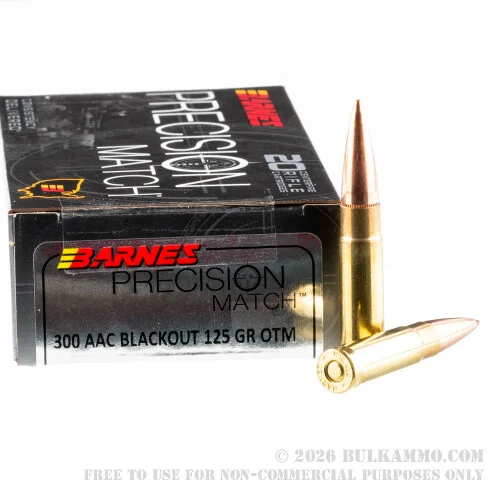 20 Rounds of .300 AAC Blackout Ammo by Barnes Precision Match - 125gr OTM BT