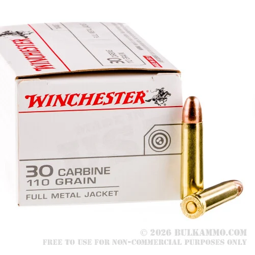 50 Rounds of .30 Carbine Ammo by Winchester - 110gr FMJ