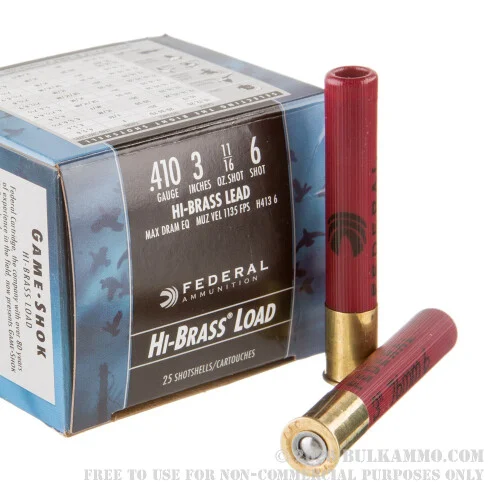 25 Rounds of .410 Ammo by Federal Game-Shok -3in #6 Lead Shot