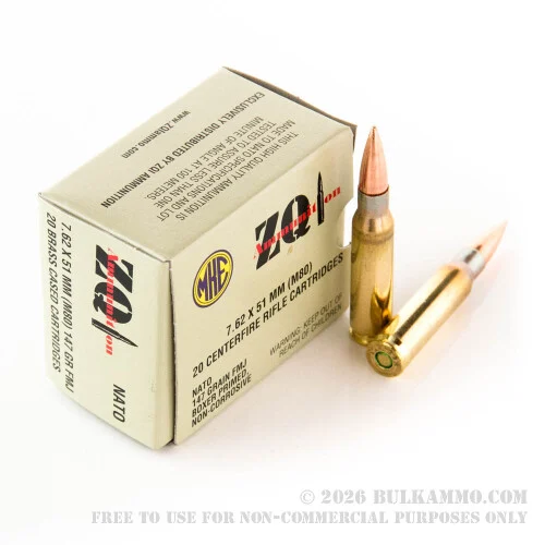 640 Rounds of 7.62X51mm Ammo by ZQI - 147gr FMJ