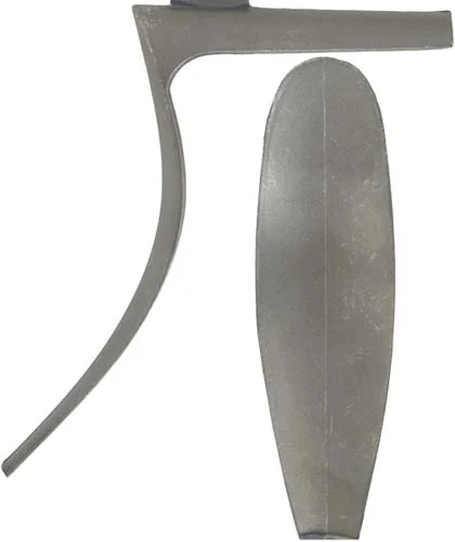 Early Hawken Rifle Buttplate, wax cast steelOverall length 4-7/8", width 1-7/16", comb 3-1/8"