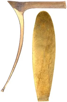 Early Plains Rifle Buttplate, sand cast brassOverall length is 5-1/4", width 1-3/8", comb 3-7/16"