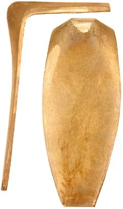 Early Wide Style Buttplate, sand cast brassOverall 5-1/8", width 2-1/8", comb 2-3/4"