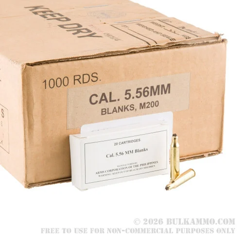 1000 Rounds of 5.56x45 Blank Ammo by Armscor -Blanks