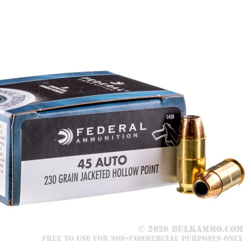 500Rounds of .45 ACP Ammo by Federal - 230gr JHP