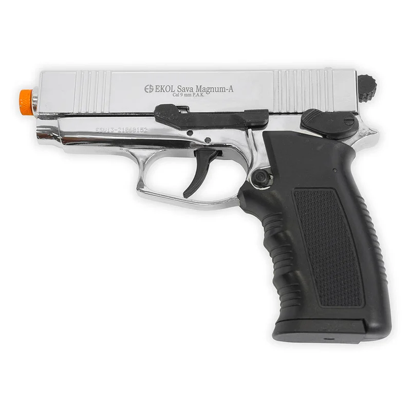 Ekol Sava Magnum Blank-Firing Pistol | Front-Firing 9mm PAK | Nickel Finish