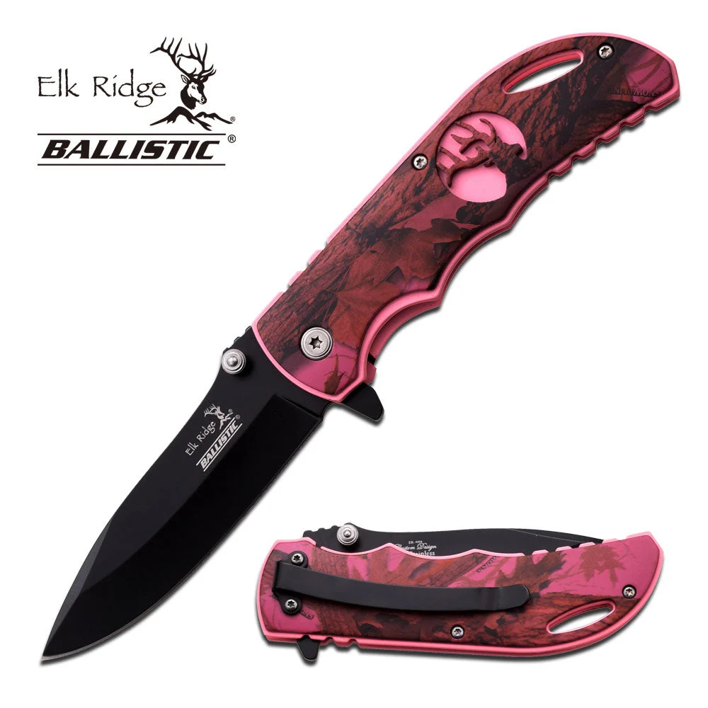 Elk Ridge Ballistic Pink Camo Spring Assisted Pocket Knife