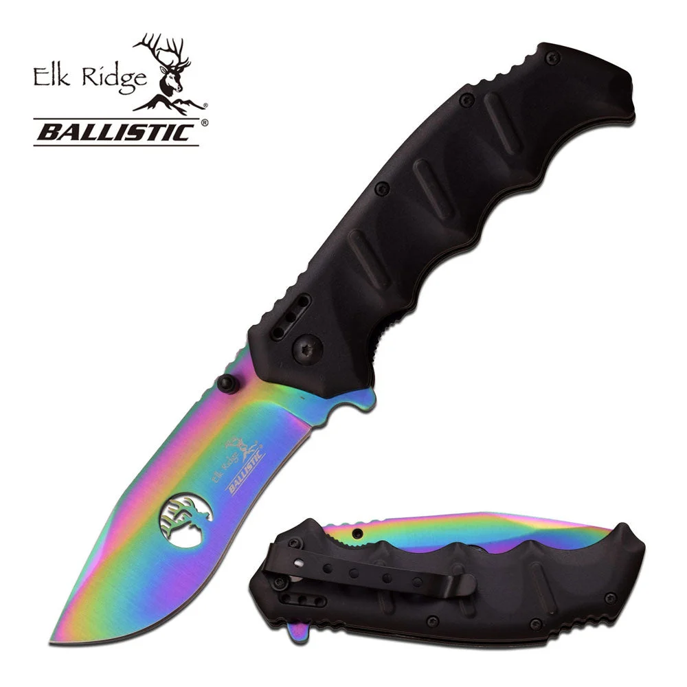 Elk Ridge Ballistic Rainbow Folding Pocket Knife (ER-A158RB)