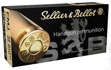 ellier & Bellot called Sellier & Bellot Handgun Ammunition 45 ACP Brass Centerfire 50 Rounds 230 Grain FMJ SB45A