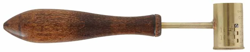 English Shot Dipper,adjustable brass cup, calibrated in ounces of shot,patterned from an antique, made in the U.S.A.