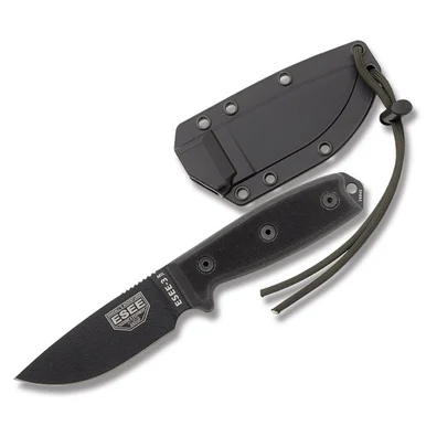 ESEE 3MIL FIxed Blade Knife 3.88in Plain Edge G10 Kydex Neck Sheath ESEE3MILPBLK