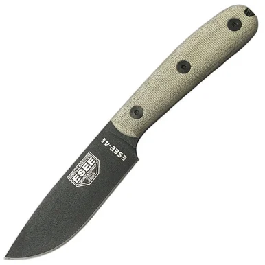 ESEE 4 HM Fixed Blade Knife Black 1095/Natural Canvas Micarta ESEE4HM