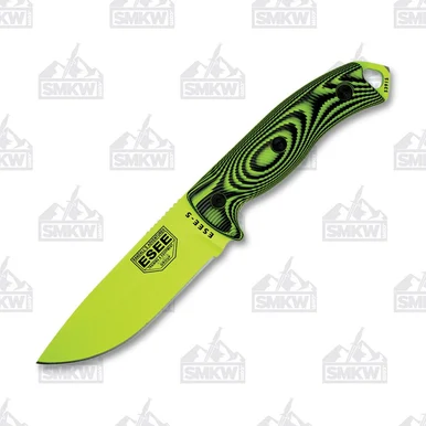 ESEE 5 Fixed Blade Neon Green and Black 3D G10 5.25in Plain Venom Green ESEE5PVG007