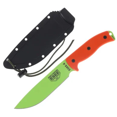 ESEE Knives ESEE 6 Venom Green Plain Edge Fixed Blade Orange G10 Knife ESEE6VG