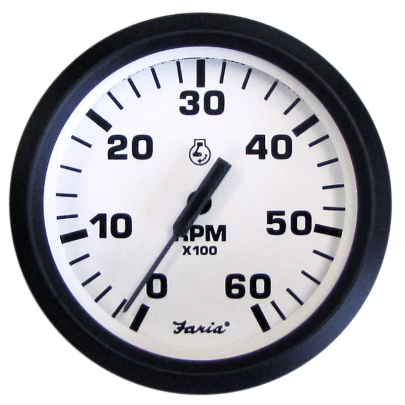 Faria Euro White 4 Tachometer – 6000 RPM (Gas) (InboardI/O) [32904]