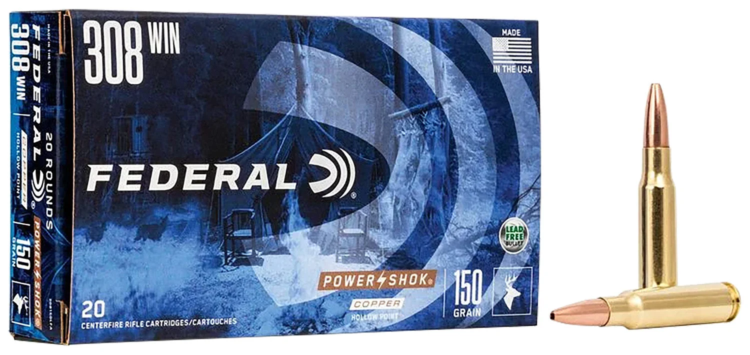Federal 308150LFA PowerShok Copper Hollow Point150 Grain .308 Win / 7.62x51mm
